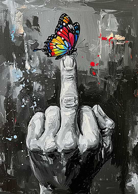 Butterfly on Middle Finger Painting