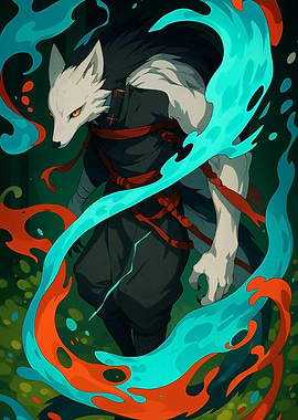 Wolf Warrior with Turquoise Energy