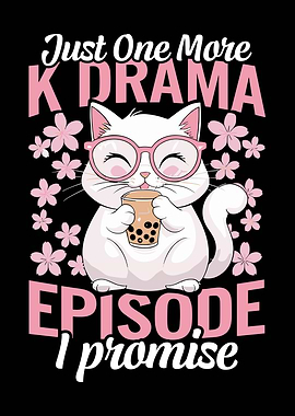 K-Drama Cat with Bubble Tea