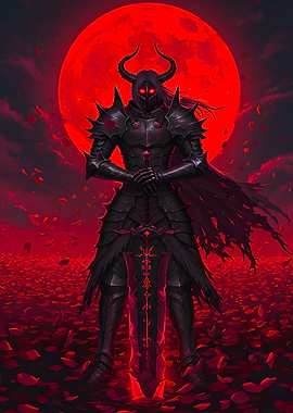 Dark Knight with Red Moon