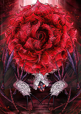 Red Rose Spider Monster Illustration