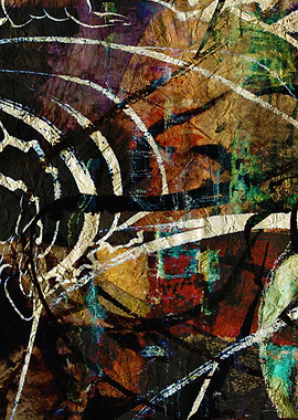 A scratch on the Wall Abstract Painting with Lines and Colors