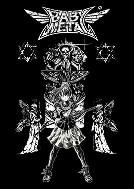 BabyMetal Black and White Illustration