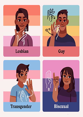 LGBTQ+ Sign Language Illustrations
