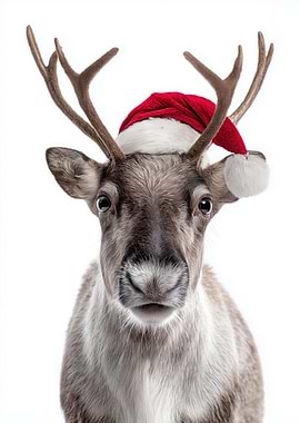 Reindeer with Santa Hat