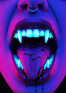Vampire Mouth with Dripping Black Liquid