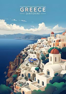 Greece Santorini Travel Poster