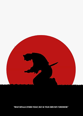 Samurai Silhouette with Red Sun