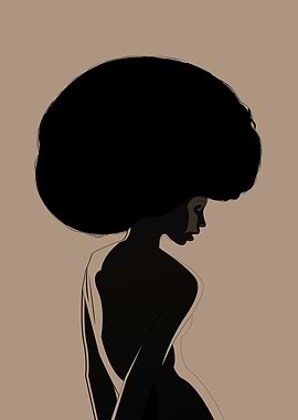 Silhouette of Woman with Afro