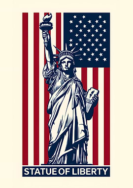 Statue of Liberty American Flag Art