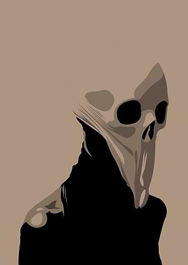 Abstract Skull Figure in Black and Beige