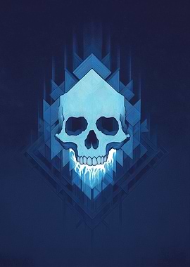 Blue Skull Geometric Design