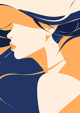 Abstract Woman Portrait Art Minimalist Illustration