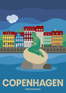 Copenhagen, Denmark Travel Poster