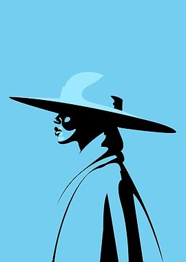 Woman in Hat Silhouette Art