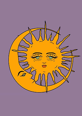 Sun and Moon Face Illustration