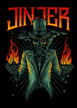 Jinter Skeleton Magician with Fire