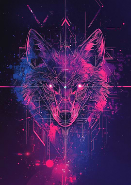 Cyberpunk Wolf Digital Art