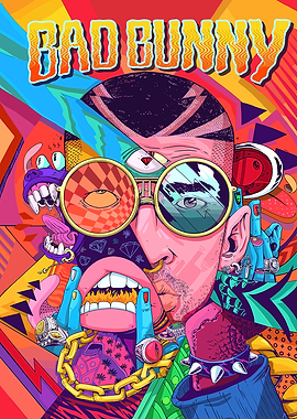 Bad Bunny Psychedelic Portrait