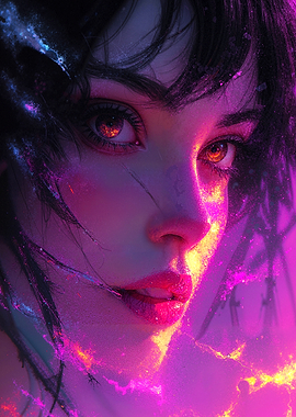 Cyberpunk Woman Portrait with Neon Glow