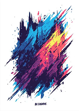 Colorful Abstract Brush Strokes on White