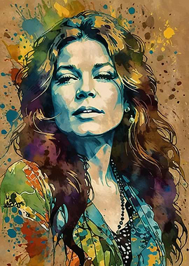 Janis Joplin Watercolor Portrait