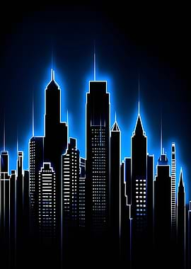 Neon Cityscape Silhouette