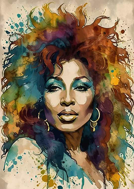 Chaka Khan Watercolor Portrait