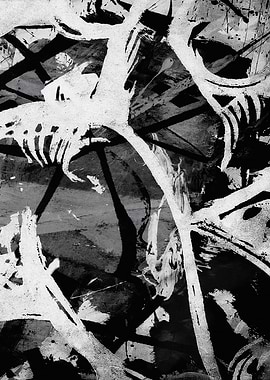 Pop Art Nature Abstract Black and White Painting