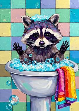 Raccoon in Bathroom