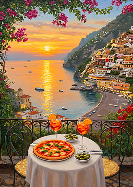 Italian Coast Dinner with Sunset View