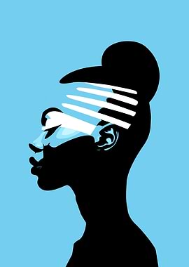 Woman Silhouette with White Lines