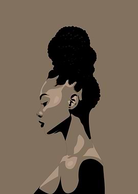 Elegant Woman Portrait with Afro Bun