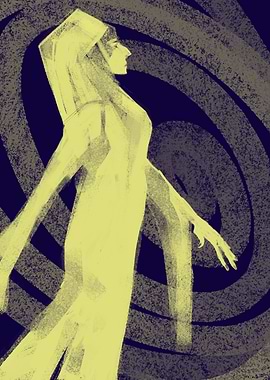 Hooded Figure in Swirling Darkness