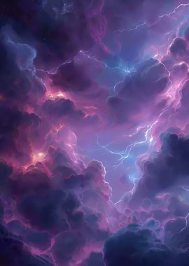 Purple Storm Clouds with Lightning