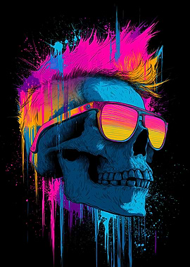 Colorful Skull with Sunglasses