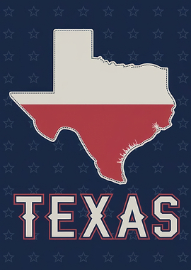 Texas State Flag Map Art - Classic Texas Map with Lone Star Flag and Stars