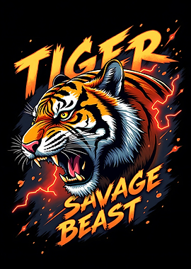 Tiger Savage Beast Illustration