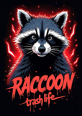 Raccoon Trash Life Graphic Art