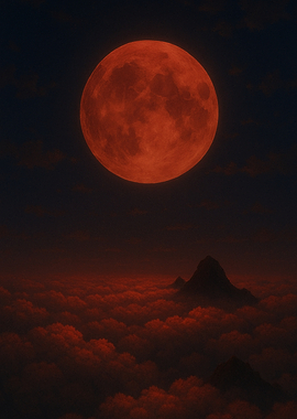 Blood Moon Over Mountain Peaks