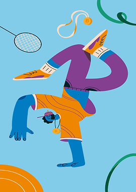 Abstract Sporty Figure with Bitcoin Pendant