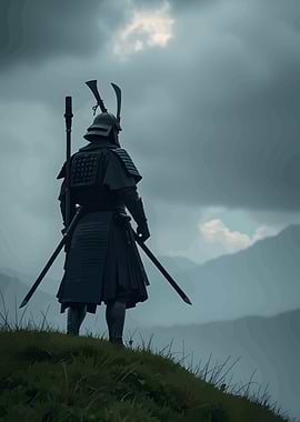 Samurai Warrior on Hilltop