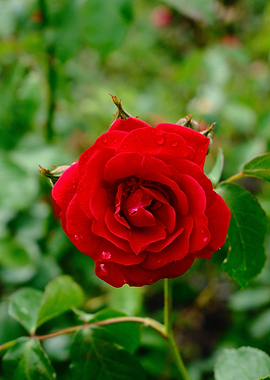 Red Rose with Water Droplets