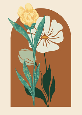 Floral Illustration with Arch Background
