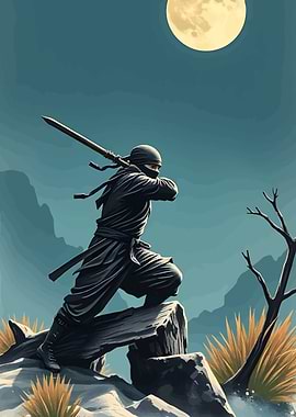 Ninja Warrior Under Moonlight