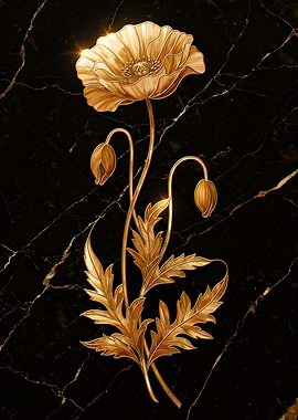 Golden Poppy on Marble