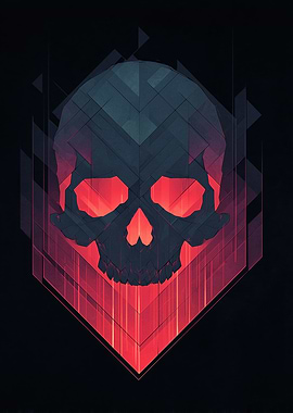 Geometric Skull with Red Glow