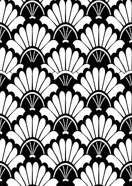 Black and White Fan Pattern