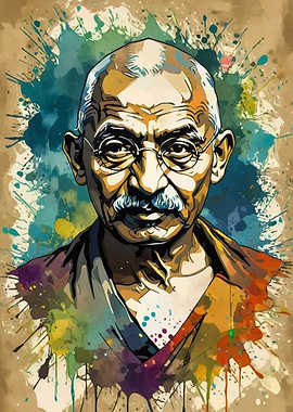 Mahatma Gandhi Watercolor Portrait