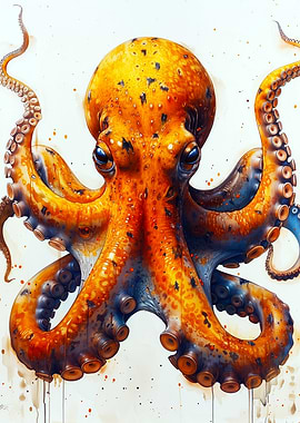 Watercolor Octopus Portrait